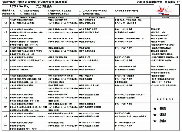 ２０２３年度『安全対策・安全衛生対策』年間計画